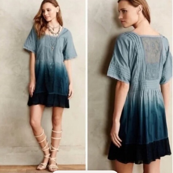 Anthropologie Dresses & Skirts - HOLDING HORSES • Anthropologie Ombre Ocean Dipped Lace & Embroidered Dress